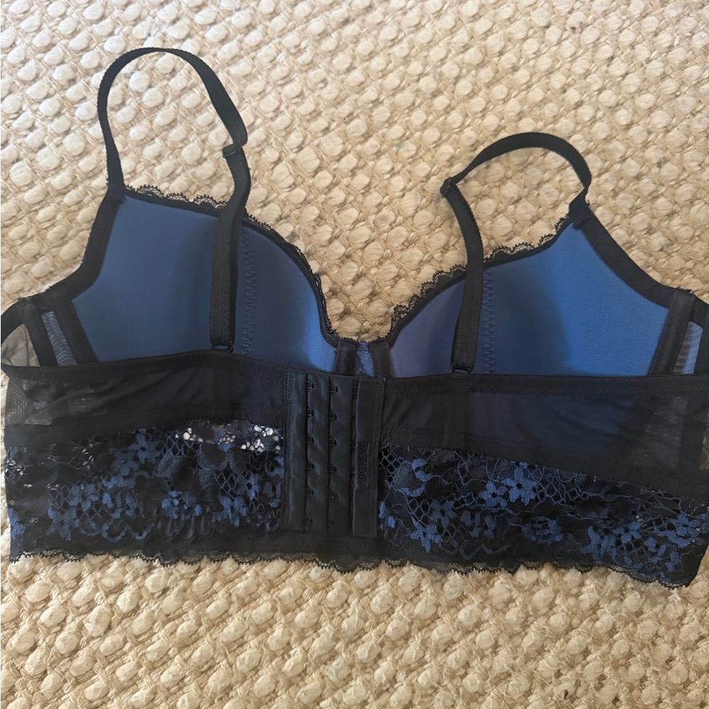 Adore Navy and Black Floral Lace Longline Bra - Picture 5 of 9
